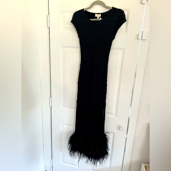 NWT Ostrich Feather Dress torn by Ronny Kobo - Picture 5 of 9